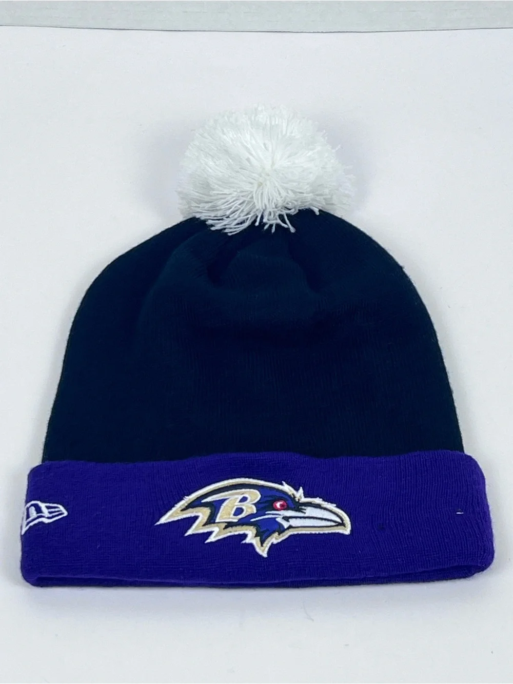 New Era Men's 100% Wool NFL Baltimore Ravens Black & Purple Toboggan OS Football